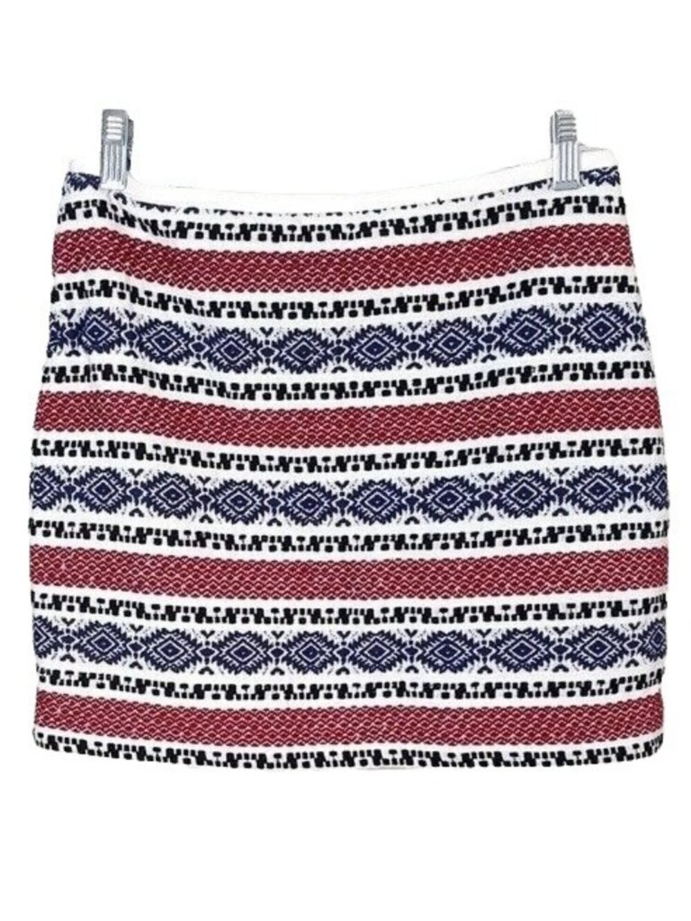 Madewell Womens Embroidered Striped Mini Skirt Red White Blue SZ 2 Lined Gamine